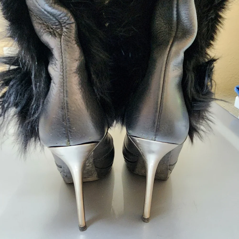 Vero Cuoio Women's Genuine Leather and Fur Knee High Boots, size 38 IT, 8 US - Picture 10 of 12